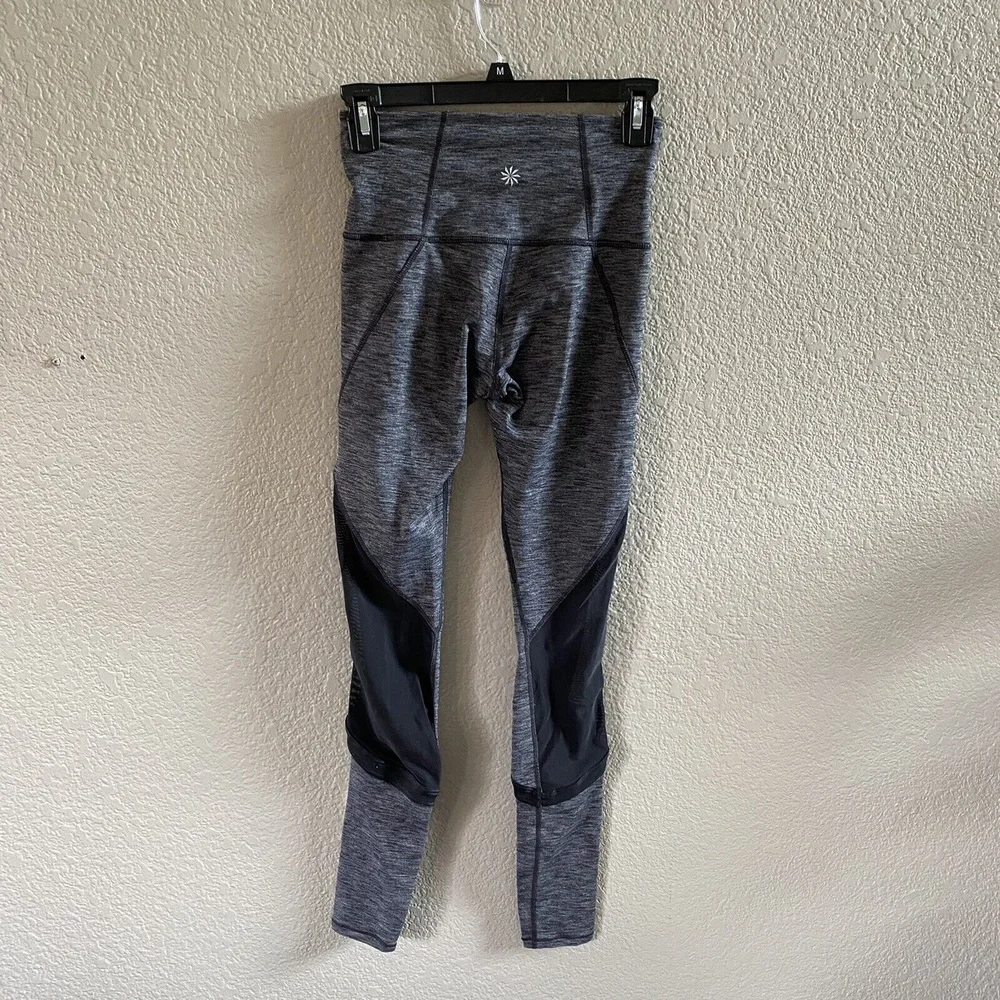 Athleta High Rise Plie Mesh Insert Tight Heather Grey black Size XXS Dance Barre - Picture 5 of 12